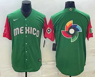Men%27s Mexico Baseball 2023 Green World Big Logo With Patch Classic Stitched Jersey->2023 world baseball classic->MLB Jersey